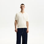 Textured short sleeve polo shirt
