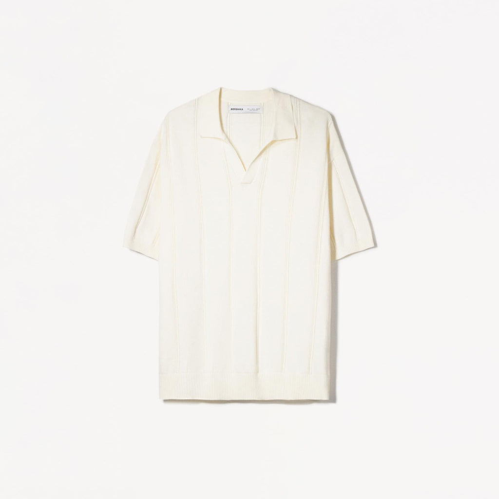 Textured short sleeve polo shirt