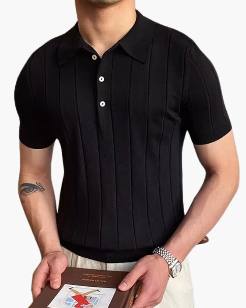 Men’s Ribbed Knit Polo Shirt