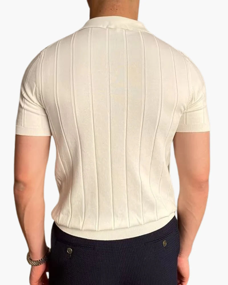 Men’s Ribbed Knit Polo Shirt