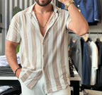 Men’s Vintage Striped Short-Sleeve Shirt