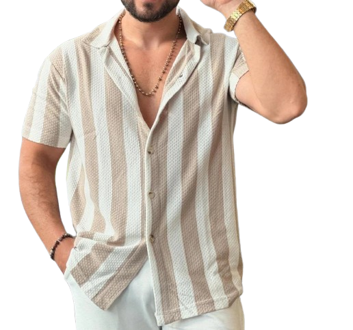 Men’s Vintage Striped Short-Sleeve Shirt