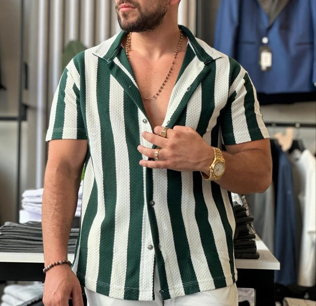 Men’s Vintage Striped Short-Sleeve Shirt Secondary image