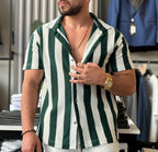 Men’s Vintage Striped Short-Sleeve Shirt