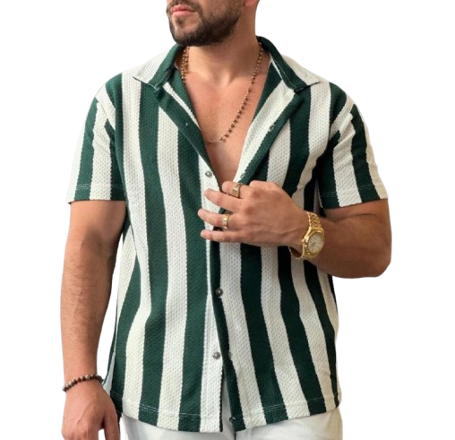 Men’s Vintage Striped Short-Sleeve Shirt