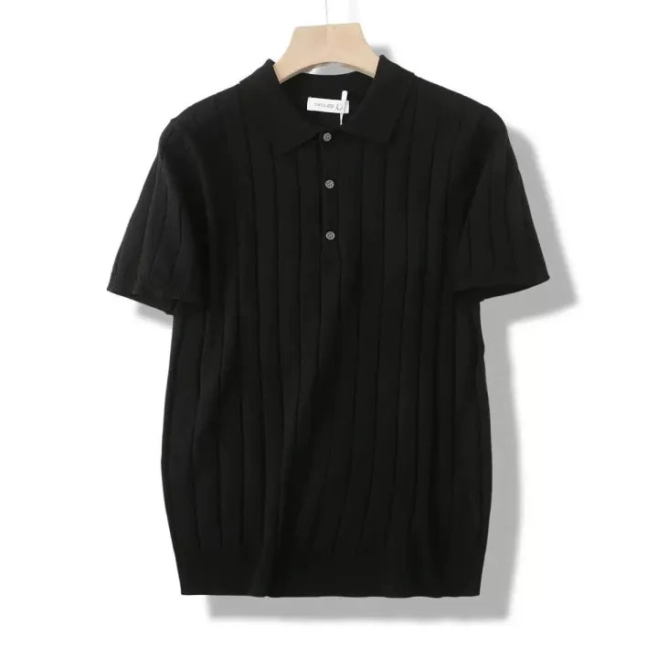 Men’s Ribbed Knit Polo Shirt
