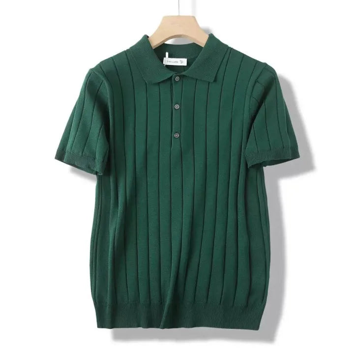 Men’s Ribbed Knit Polo Shirt